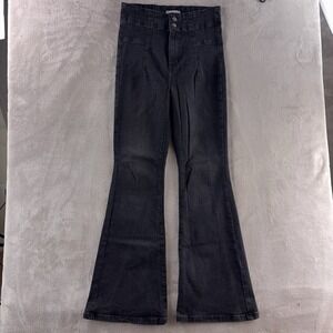 We The Free Flare Jeans Womens Size 31x32 Black High Rise Bell‎ Bottom Denim